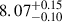Mathematical equation: $ 8.07^{+0.15}_{-0.10} $
