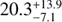 Mathematical equation: $20.3^{+13.9}_{-7.1}$