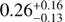 Mathematical equation: $0.26^{+0.16}_{-0.13}$
