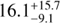 Mathematical equation: $16.1^{+15.7}_{-9.1}$