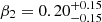 Mathematical equation: $ \beta_{2} = 0.20_{-0.15}^{+0.15} $