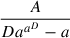Mathematical equation: $ \frac{A}{D a^{a^{D}} - a} $