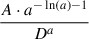 Mathematical equation: $ \frac{A \cdot a^{-\ln(a) - 1}}{D^a} $