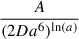Mathematical equation: $ \frac{A}{(2D a^6)^{\ln(a)}} $