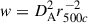 Mathematical equation: $ w=D_{\mathrm{A}}^2r_{500c}^{-2} $