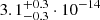 Mathematical equation: $ 3.1^{+0.3}_{-0.3}\cdot10^{-14} $
