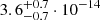 Mathematical equation: $ 3.6^{+0.7}_{-0.7}\cdot10^{-14} $
