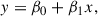 Mathematical equation: $$ \begin{aligned} y = \beta _0 + \beta _1 x, \end{aligned} $$