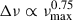 Mathematical equation: $ \Delta\nu \propto \nu_{\mathrm{max}}^{0.75} $
