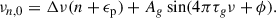 Mathematical equation: $$ \begin{aligned} \nu _{n,0} = \Delta \nu (n + \epsilon _{\rm p}) + A_g \sin (4\pi \tau _g\nu +\phi ). \end{aligned} $$