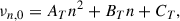 Mathematical equation: $$ \begin{aligned} \nu _{n,0} = A_Tn^2 + B_T n + C_T, \end{aligned} $$