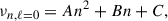 Mathematical equation: $$ \begin{aligned} \nu _{n,\ell =0} = An^2 + B n + C, \end{aligned} $$