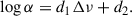 Mathematical equation: $$ \begin{aligned} \log \alpha = d_1 \Delta \nu + d_2. \end{aligned} $$