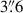 Mathematical equation: $ {3{{\overset{\prime\prime}{.}}}6} $