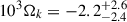 Mathematical equation: $ 10^{3}\Omega_k = -2.2^{+2.6}_{-2.4} $