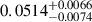 Mathematical equation: $ 0.0514_{-0.0074}^{+0.0066} $