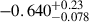 Mathematical equation: $ -0.640_{-0.078}^{+0.23} $