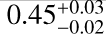 Mathematical equation: $0.45^{+0.03}_{-0.02}$