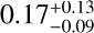 Mathematical equation: $0.17^{+0.13}_{-0.09}$