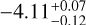 Mathematical equation: $-4.11^{+0.07}_{-0.12}$