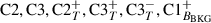 Mathematical equation: $ \mathrm{C2}, \mathrm{C3},\mathrm{C2}_{T}^{+},\mathrm{C3}_{T}^{+},\mathrm{C3}_{T}^{-},\mathrm{C1}_{B_{\mathrm{BKG}}}^{+} $