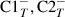 Mathematical equation: $ \mathrm{C1}_{T}^{-},\mathrm{C2}_{T}^{-} $