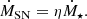 Mathematical equation: $$ \begin{aligned} \dot{M}_{\rm SN} = \eta \dot{M}_{\star } . \end{aligned} $$