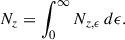 Mathematical equation: $$ \begin{aligned} N_z = \int _0^\infty N_{z,\epsilon } \, d\epsilon . \end{aligned} $$