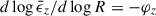 Mathematical equation: $ d\log {\bar \epsilon}_z/d\log R = -\varphi_z $