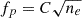 Mathematical equation: $ f_p = C\sqrt{n_e} $