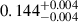 Mathematical equation: $ 0.144_{-0.004}^{+0.004} $