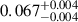 Mathematical equation: $ 0.067_{-0.004}^{+0.004} $
