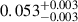 Mathematical equation: $ 0.053_{-0.003}^{+0.003} $