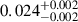 Mathematical equation: $ 0.024_{-0.002}^{+0.002} $