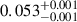 Mathematical equation: $ 0.053_{-0.001}^{+0.001} $
