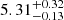 Mathematical equation: $ 5.31^{+0.32}_{-0.13} $