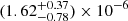 Mathematical equation: $ (1.62^{+0.37}_{-0.78})\times10^{-6} $