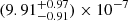 Mathematical equation: $ (9.91^{+0.97}_{-0.91})\times10^{-7} $