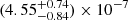 Mathematical equation: $ (4.55^{+0.74}_{-0.84})\times10^{-7} $
