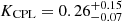 Mathematical equation: $ K_{\mathrm{CPL}} = 0.26^{+0.15}_{-0.07} $