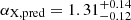 Mathematical equation: $ \alpha_{\mathrm{X, pred}} = 1.31^{+0.14}_{-0.12} $