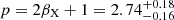 Mathematical equation: $ p = 2\beta_{\mathrm{X}}+1 = 2.74^{+0.18}_{-0.16} $