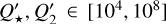 Mathematical equation: $Q_ \star ^\prime ,Q_2^\prime \in [{10^4},{10^8}]$