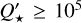 Mathematical equation: $Q_ \star ^\prime \ge {10^5}$