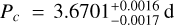 Mathematical equation: ${P_c} = 3.6701_{ - 0.0017}^{ + 0.0016}{\rm{d}}$