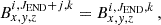 Mathematical equation: $$ B_{x,y,z}^{i,J_{\rm {END}}+j,k}=B_{x,y,z}^{i,J_{\rm {END}},k} \, , $$