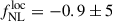 Mathematical equation: $ f_{\mathrm{NL}}^{\mathrm{loc}} = -0.9 \pm 5 $