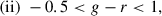 Mathematical equation: $$ \begin{aligned}&\mathrm{(ii)}\ -0.5 < g - r < 1, \end{aligned} $$