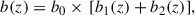 Mathematical equation: $$ \begin{aligned} b(z) = b_0 \times \, [b_{1}(z) + b_2(z)], \end{aligned} $$