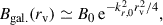Mathematical equation: $$ \begin{aligned} B_{\rm {gal}.}(r_{\rm v}) \simeq B_0 \,\mathrm{e}^{-k_{r,0}^2r_{\rm v}^2/4}, \end{aligned} $$